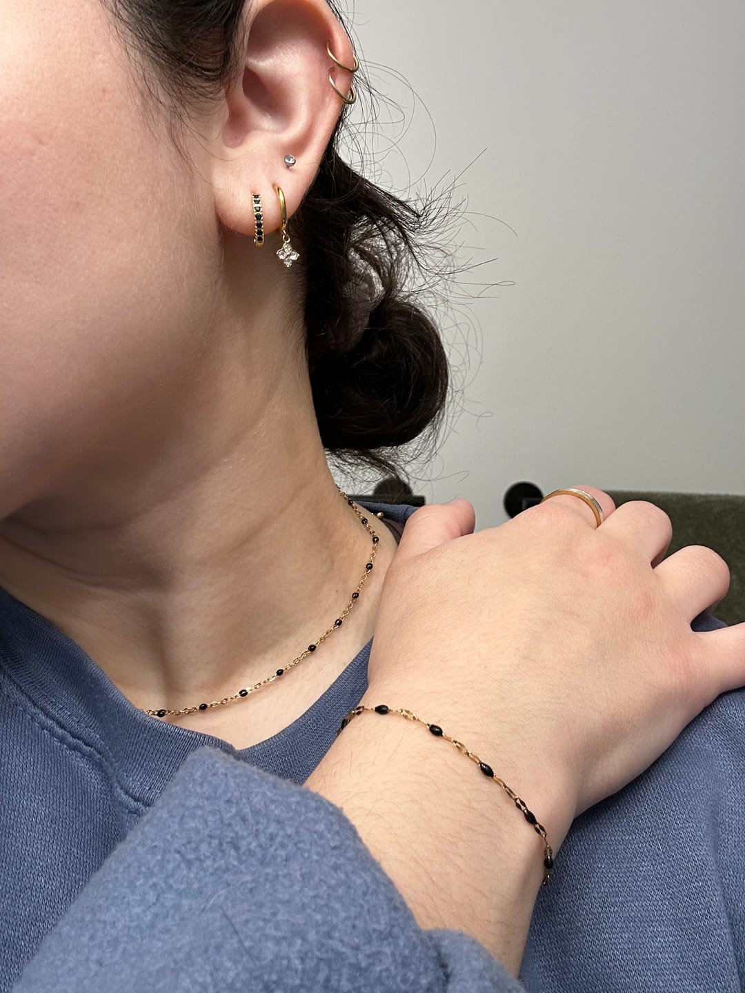 Customer photo review of Mila Black Bead Necklace