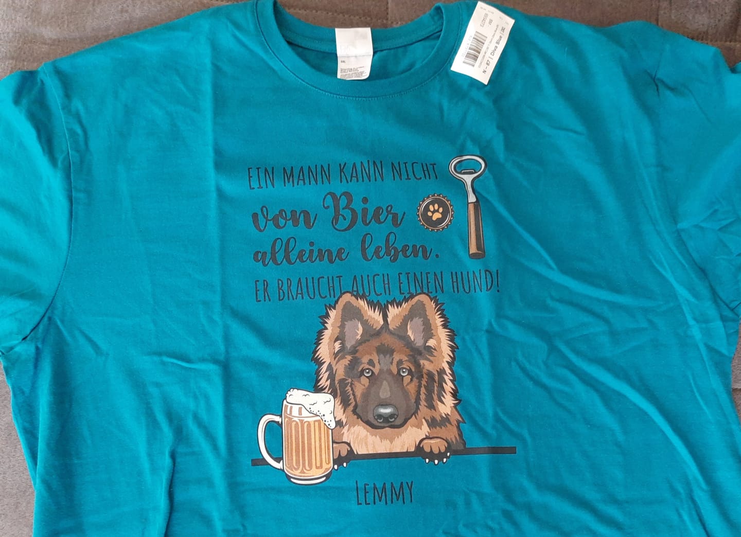 Customer photo review of Personalisiertes T-Shirt - Bier & Wuff