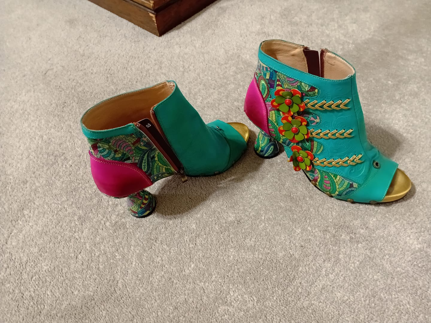 Customer photo review of Tropical Bloom Embroidery Booties