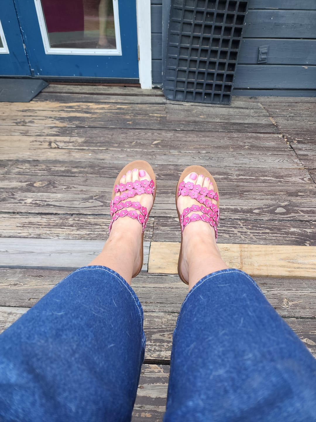 Customer photo review of Corky's Pink Garden Party Sandals