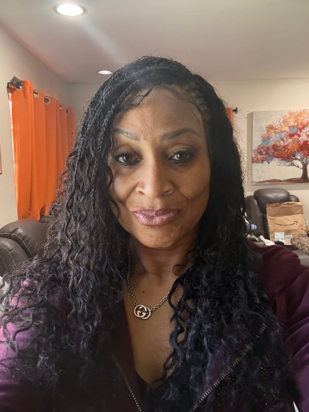 Customer photo review of Avery - Fulani 2 Steps Pre Bleached Full lace Cornrow Human Hair Curls Boho Box Braided Wig