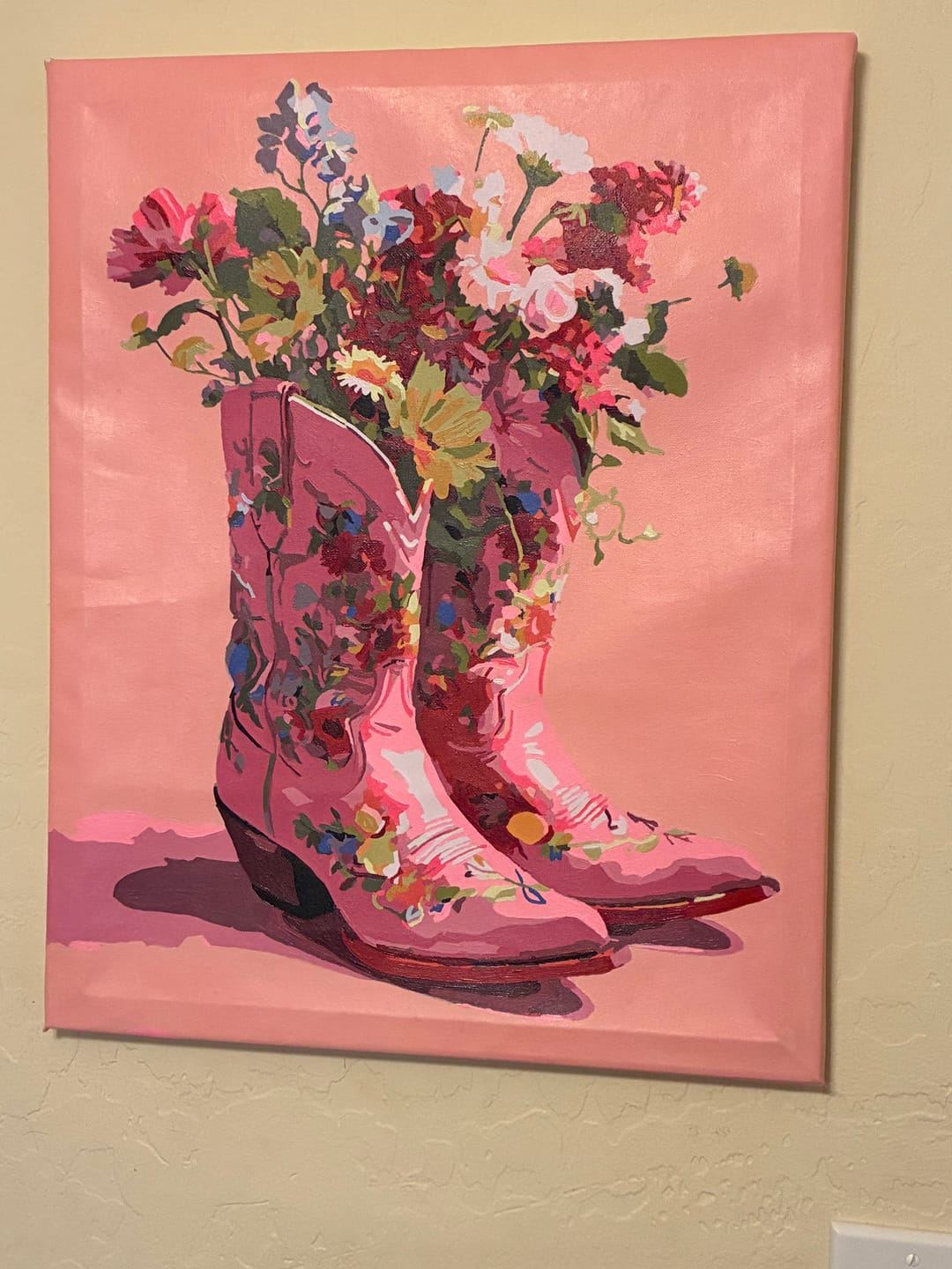 Customer photo review of Cowboy Floral boots | Paint by Number