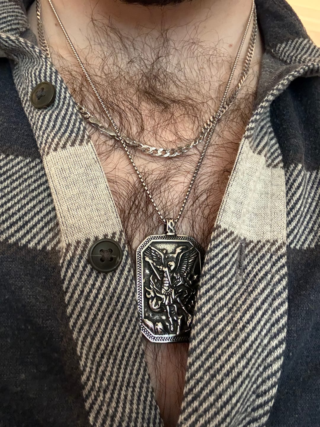 Customer photo review of FREE Today: Classic Style St. Michael the Archangel Protection Stainless Steel Pendant Necklace
