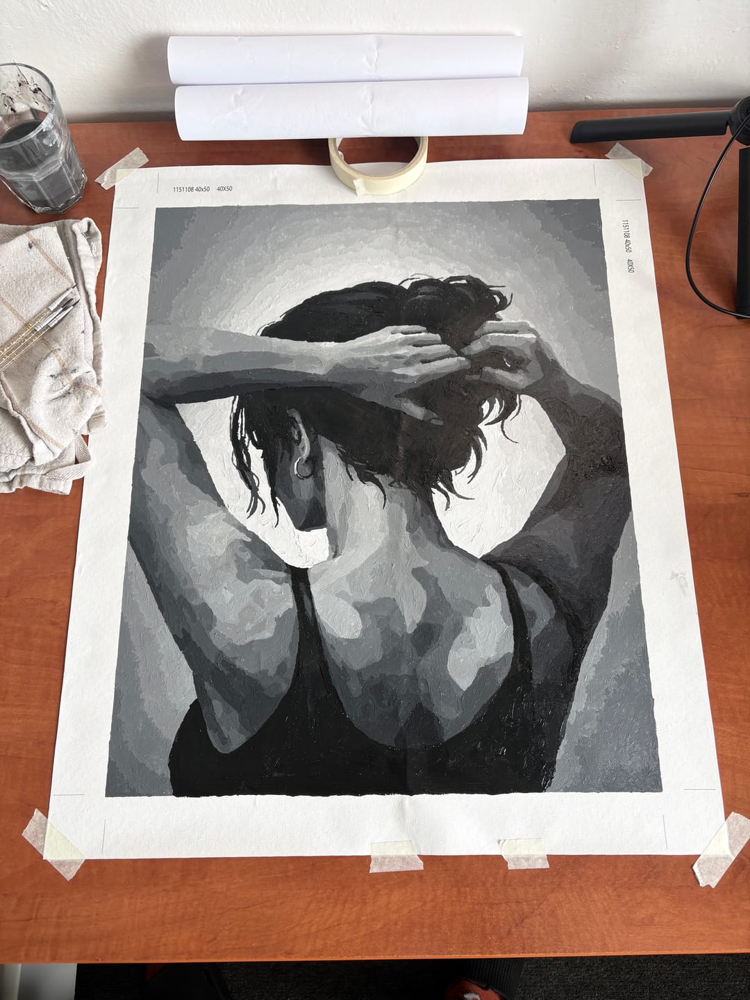 Customer photo review of Monochrome lady | Paint by Number
