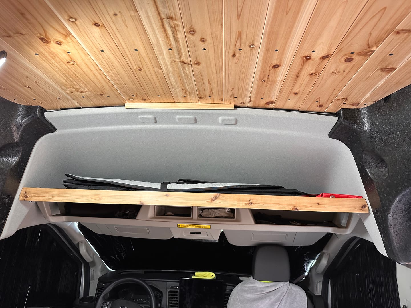 Customer photo review of Ford Transit Headliner Shelf DIY Kit