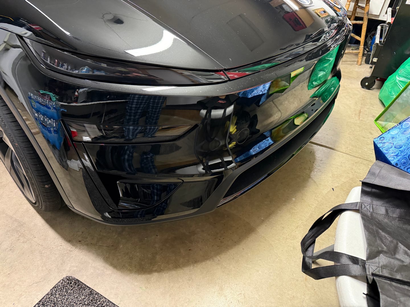 Customer photo review of Smoked Tint TPU Headlight and Taillight Protection Film for Tesla Model Y Juniper 2025+