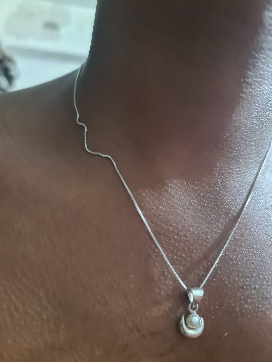 Customer photo review of Emma Silver Box Chain