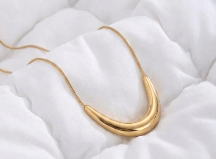 Customer photo review of Golden Boomerang Necklace