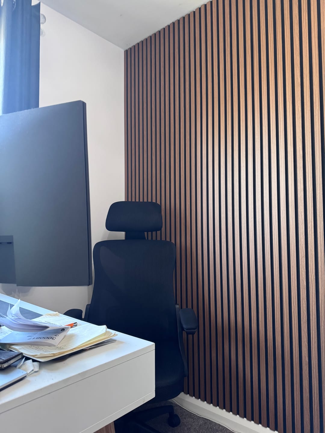 Customer photo review of Premium Acoustic Wall Panels - Teak Oak