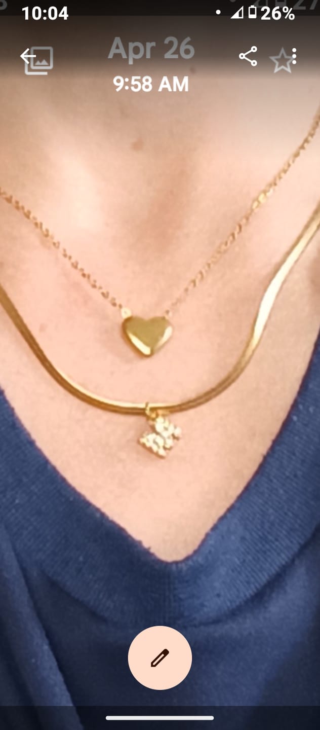 Customer photo review of Melly® Diamond Initial Herringbone Necklace