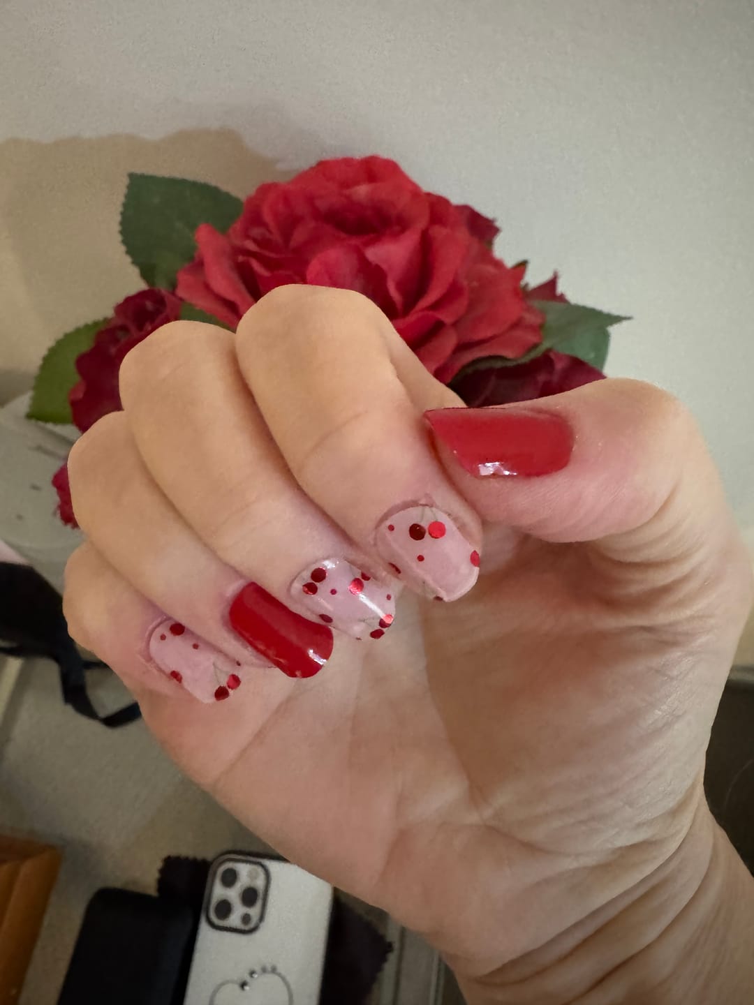 Customer photo review of Cherry Pop DIY Semicured Gel Nail Sticker Kit (LIMITED EDITION)