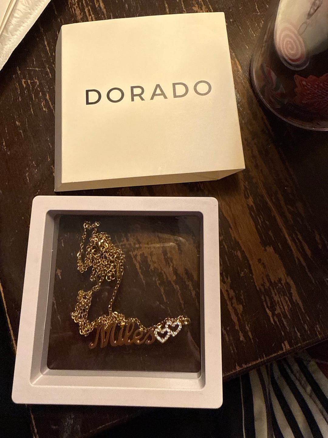 Customer photo review of Iced Hearts Name Necklace