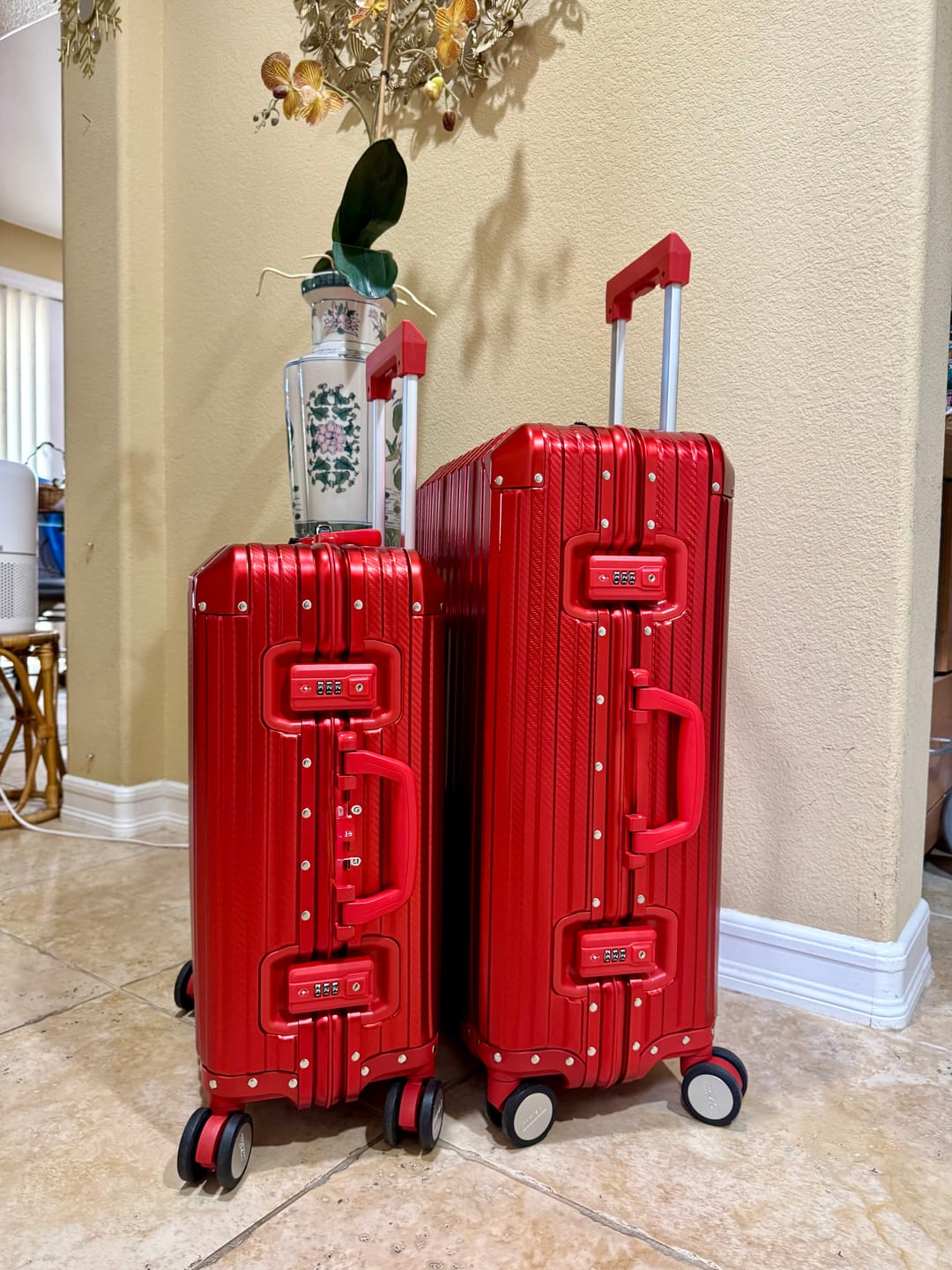 Customer photo review of TREVA Aluminum Suitcase Red