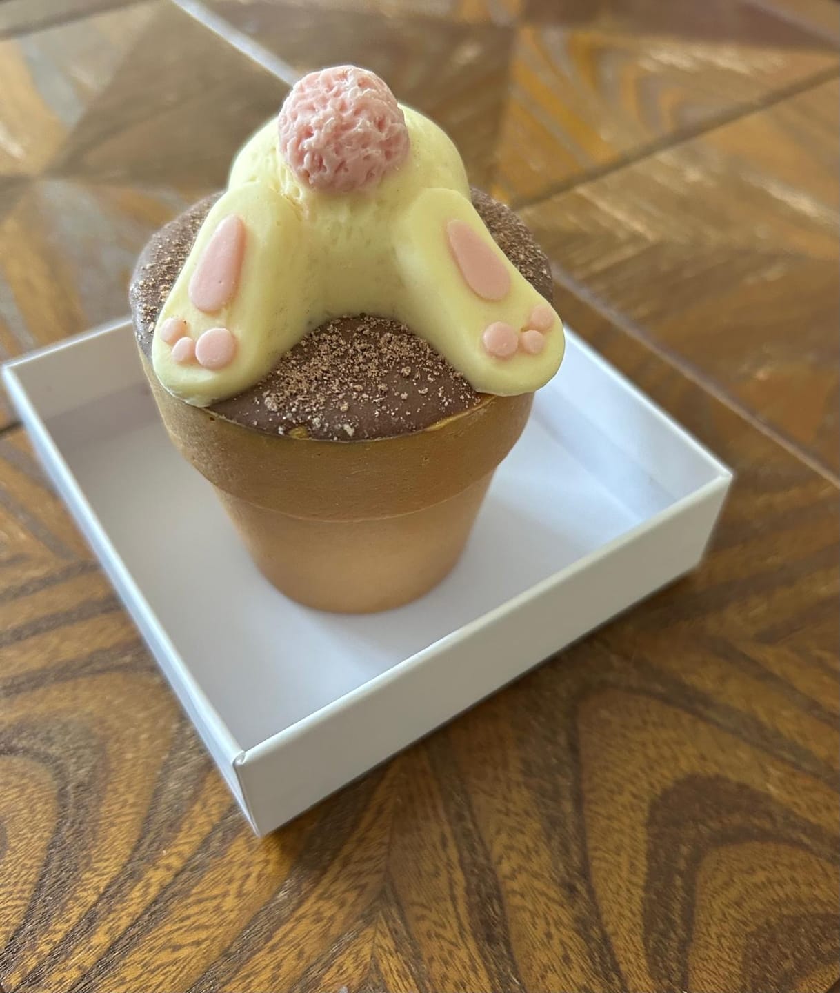 Customer photo review of Caramel Filled Chocolate Bunny Pot