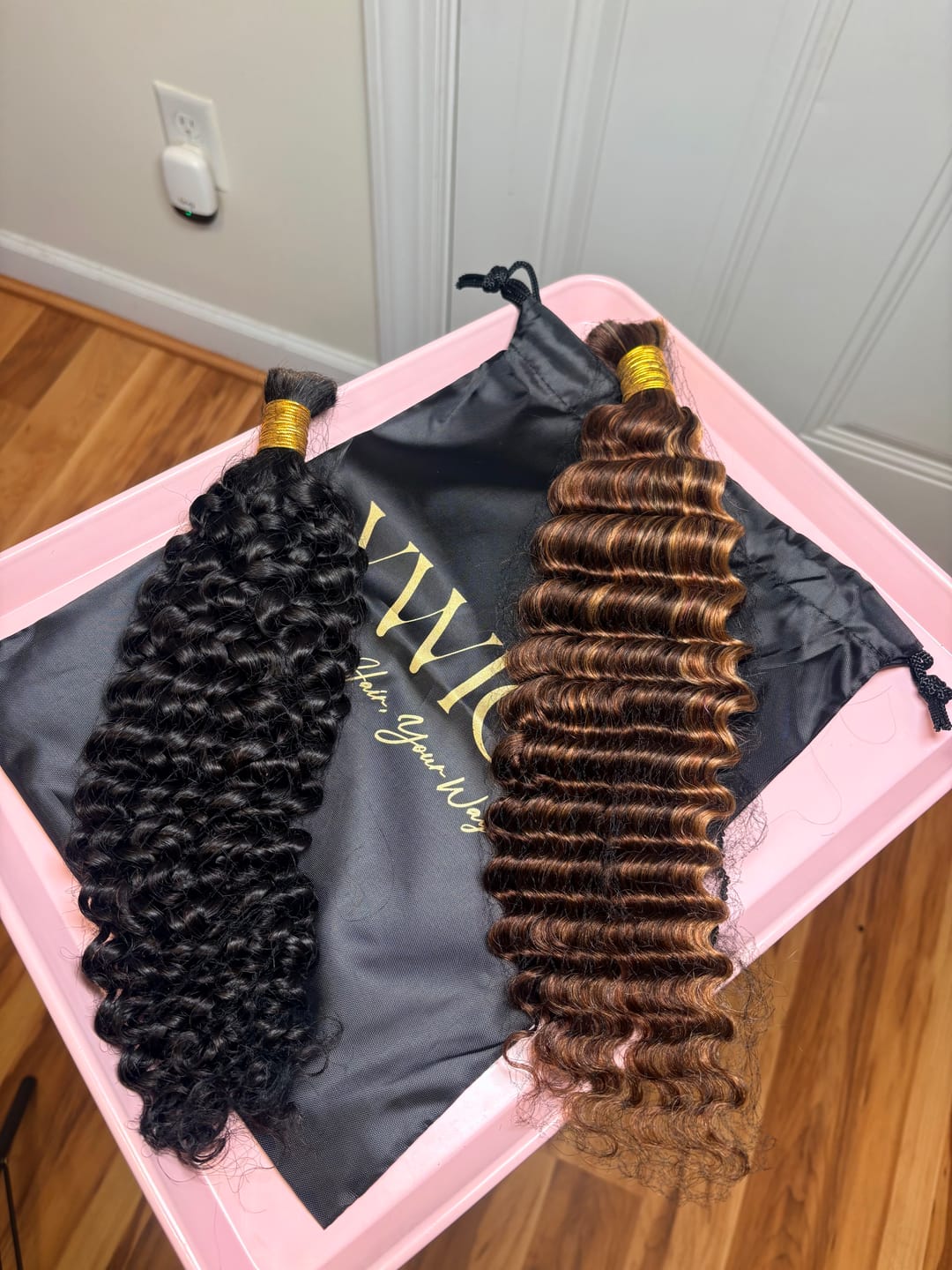 Customer photo review of Double Drawn Burmese #4/#27/#30 Mix Color Blend Deep Wave Human Hair Bulk
