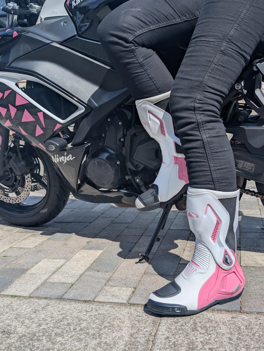 Customer photo review of Allgoal Pink Motorcycle Boots