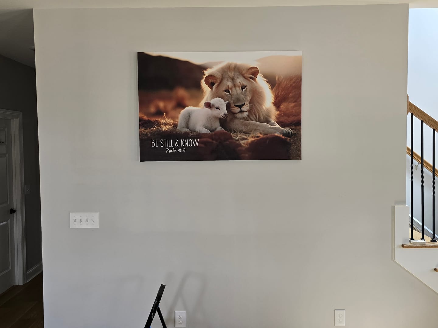Customer photo review of Lion and Lamb, Be Still and Know Psalm 46:10, Wall Art Canvas Print