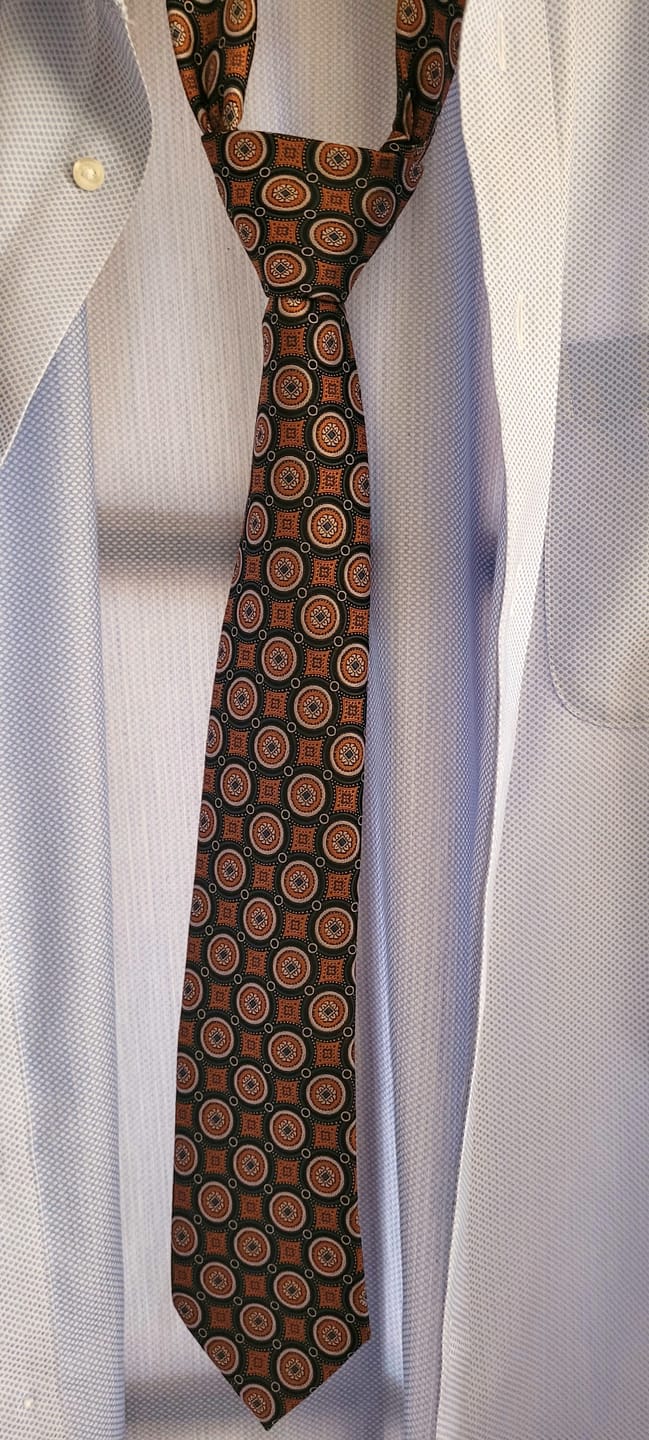 Customer photo review of Ties2you Orange Tie Novelty Necktie Pocket Square Cufflink Set for Men