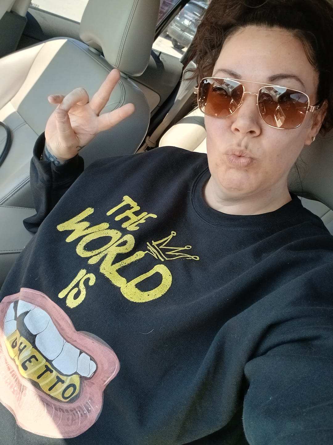 Customer photo review of The World Is Ghetto Crewneck