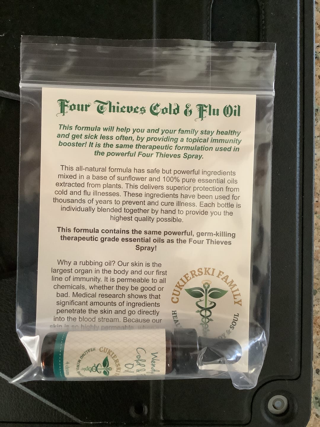 Customer photo review of Wendy's Cold & Flu Oil (Good Samaritan Oil)