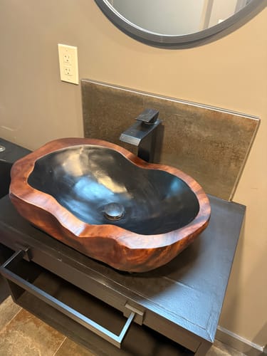 Customer photo review of Handcrafted Wooden Vessel Sink For Bathroom Art Decor