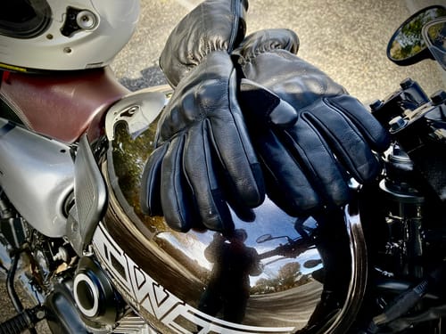 Customer photo review of GEN 2 'The Classic' Double Length Gauntlet | Extra Long Warm Motorbike Gloves | Black Leather