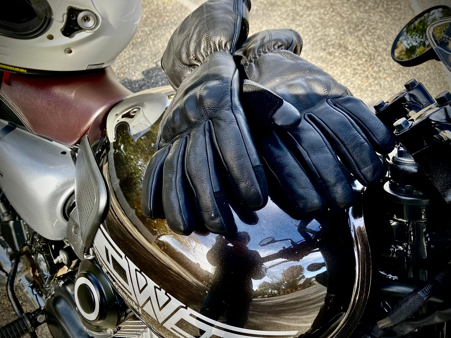 Customer photo review of GEN 2 'The Classic' Double Length Gauntlet | Extra Long Warm Motorbike Gloves | Black Leather