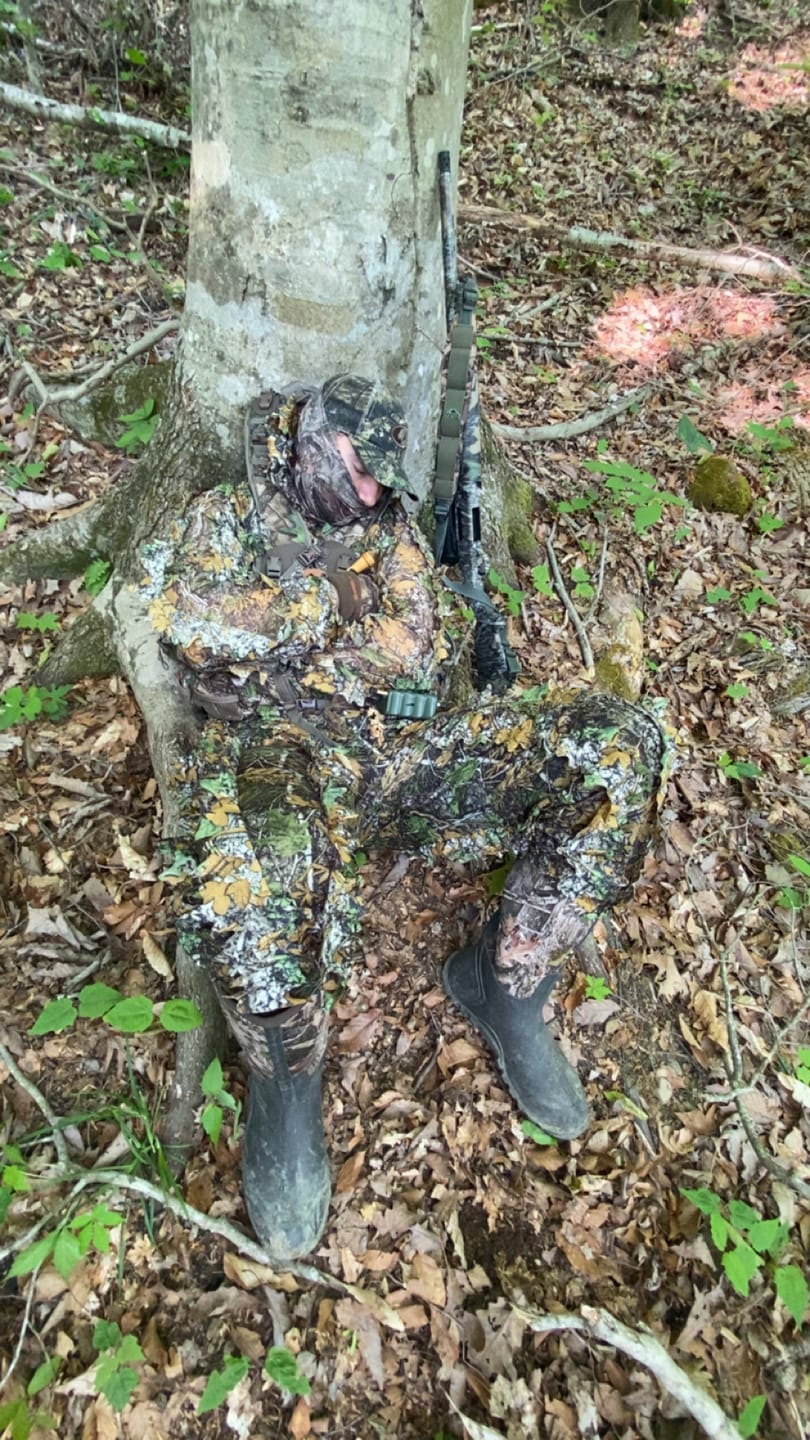 Customer photo review of StrutBack Turkey Hunting Vest with Kickstand | Long Sit Turkey Vest Seat Cushion | Green & Camo Hunting Vest