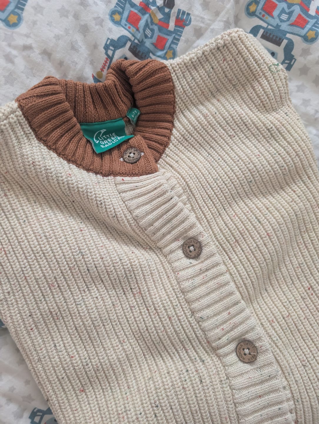 Customer photo review of From One To Another Oatmeal And Gold Snuggly Knitted Cardigan