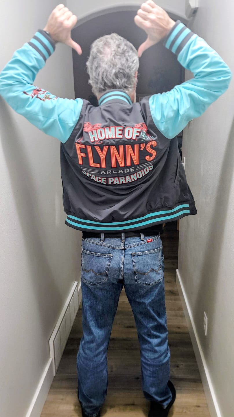 Customer photo review of Disney's Tron Legacy "Light Suit" – Reversible Bomber Jacket