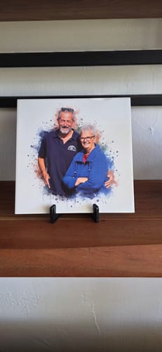 Customer photo review of Aquarel Portret op Tegel - Upload je eigen foto