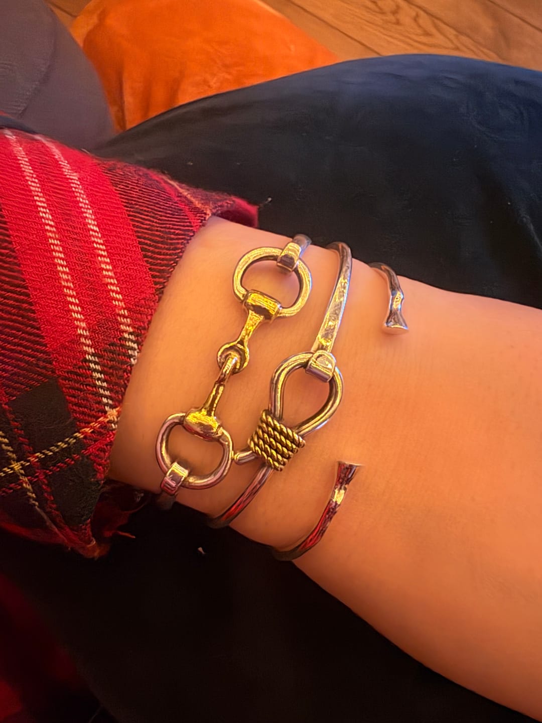 Customer photo review of Sterling Silver & Two Tone Lasso Clip Bangle