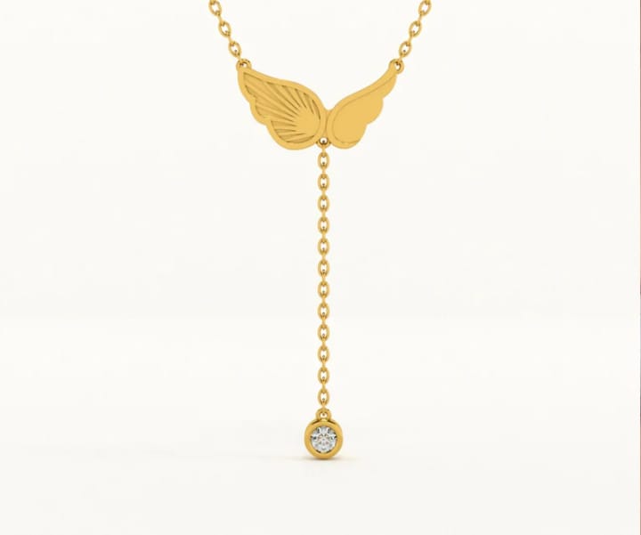 Customer photo review of Angel Wing Dangling Diamond Necklace