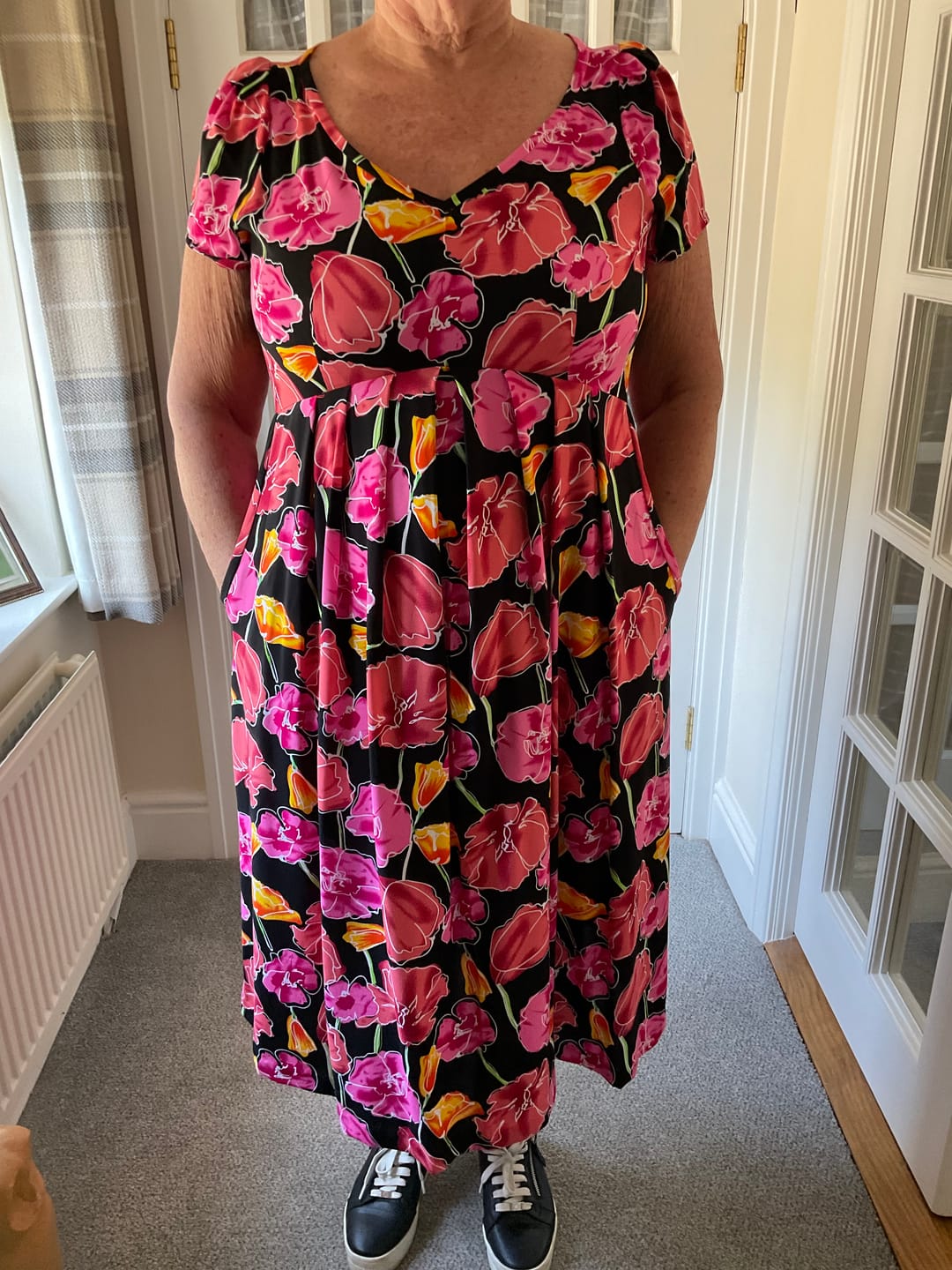 Customer photo review of Flower Drawings on Black Viscose Challis Fabric
