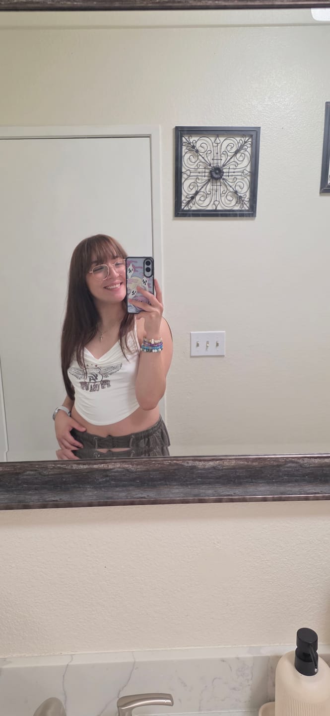 Customer photo review of W4334 Graphic Halter Top