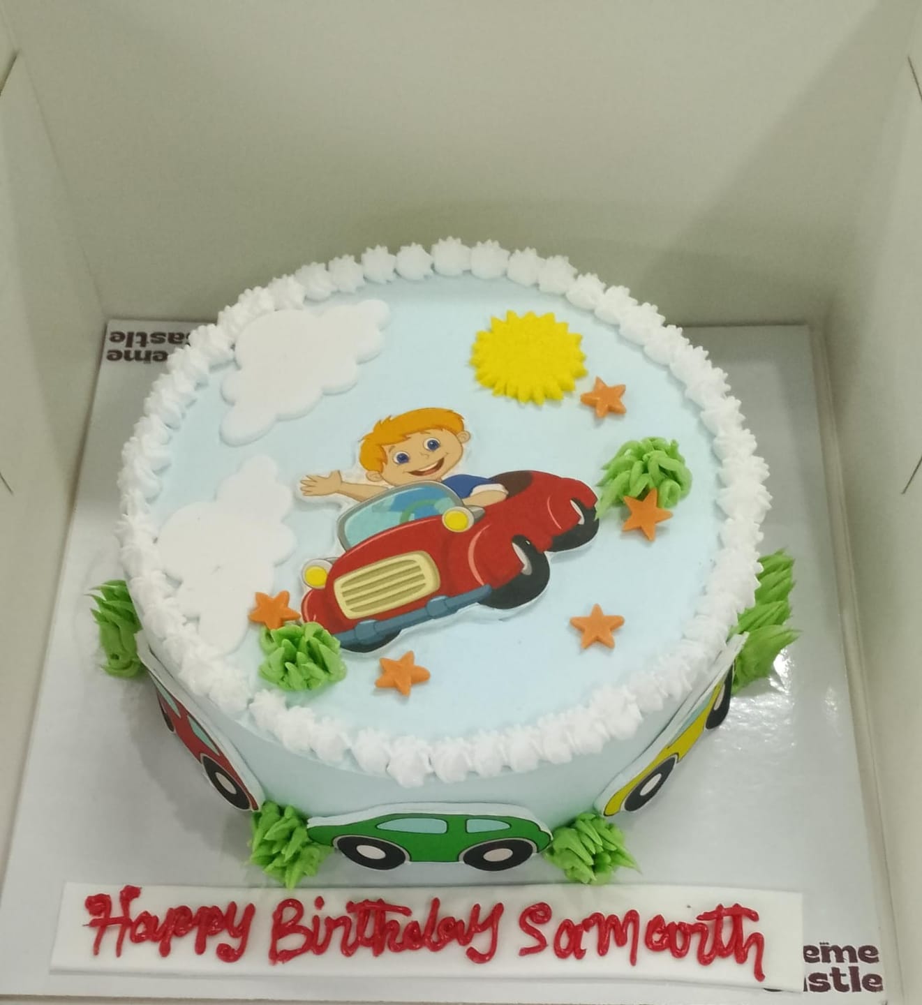 Customer photo review of Cars Theme photo Cake