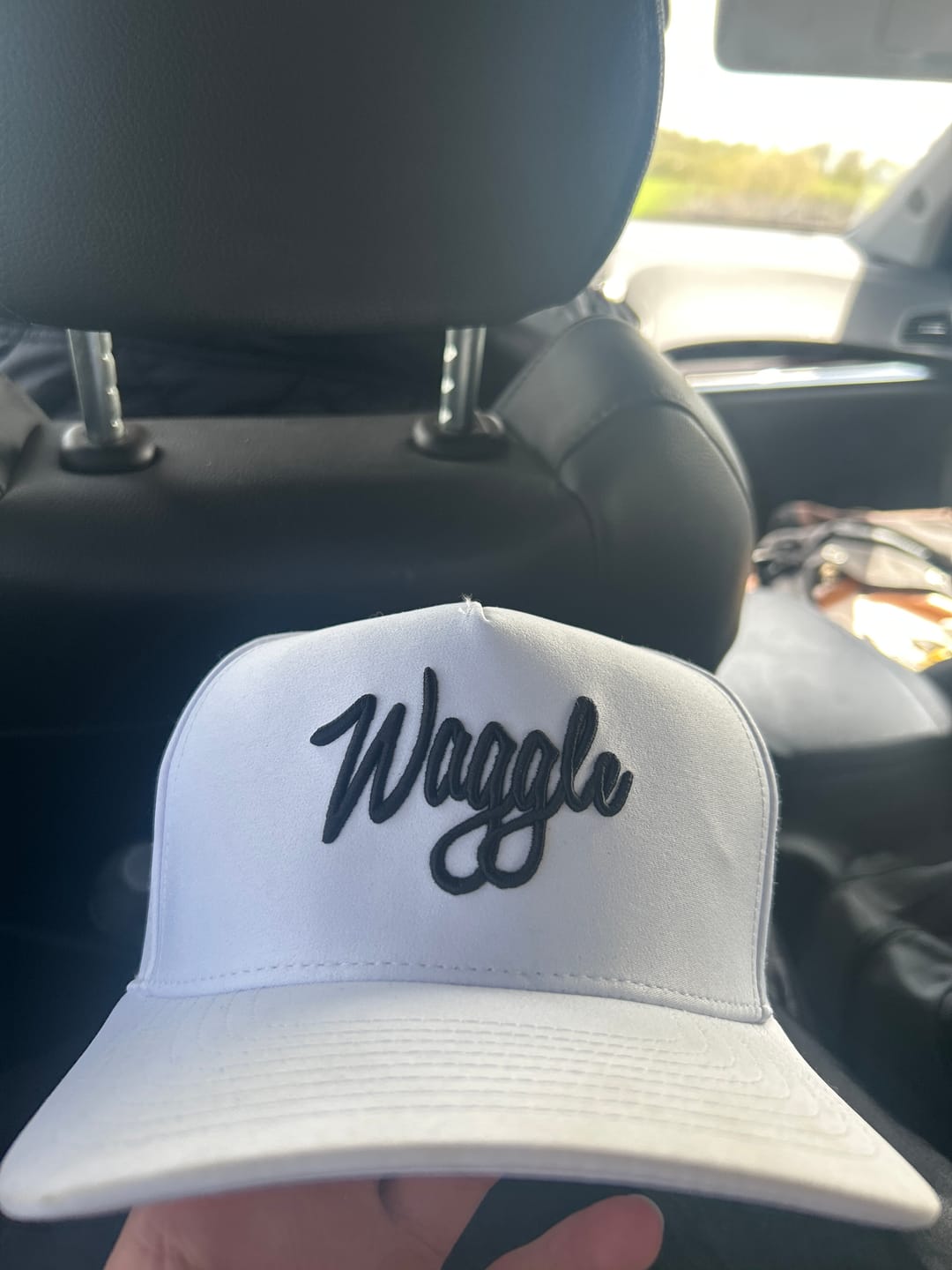 Customer photo review of Waggle Brand Hat - White
