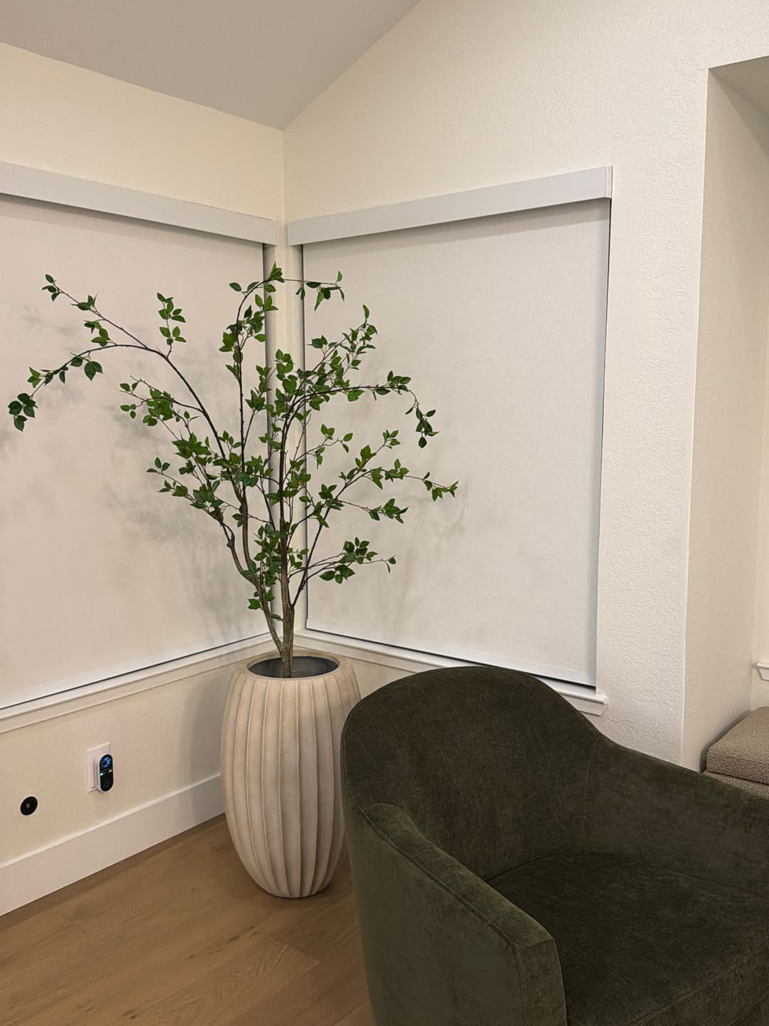 Customer photo review of SmartWings Motorized Roller Shades 100% Blackout Safari