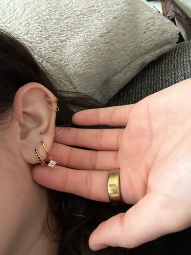 Customer photo review of Crystal Four Leaf Clover Drop Earrings