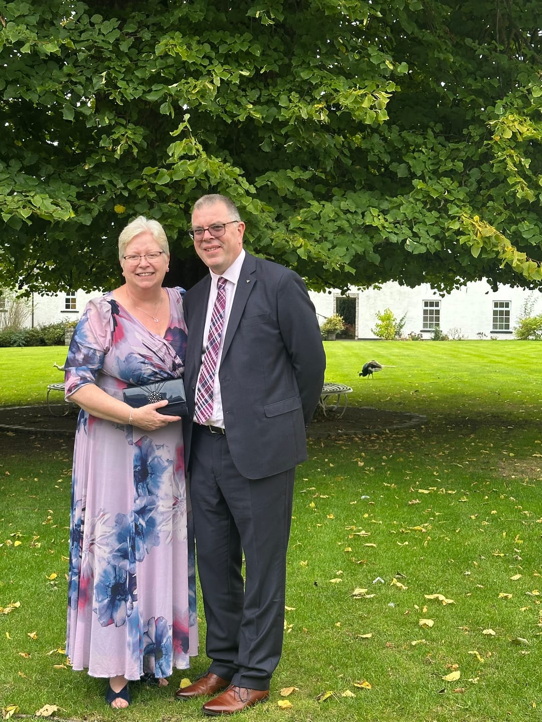 Customer photo review of Verity Plus Size Maxi Gown in Elegant Indigo Rose Print