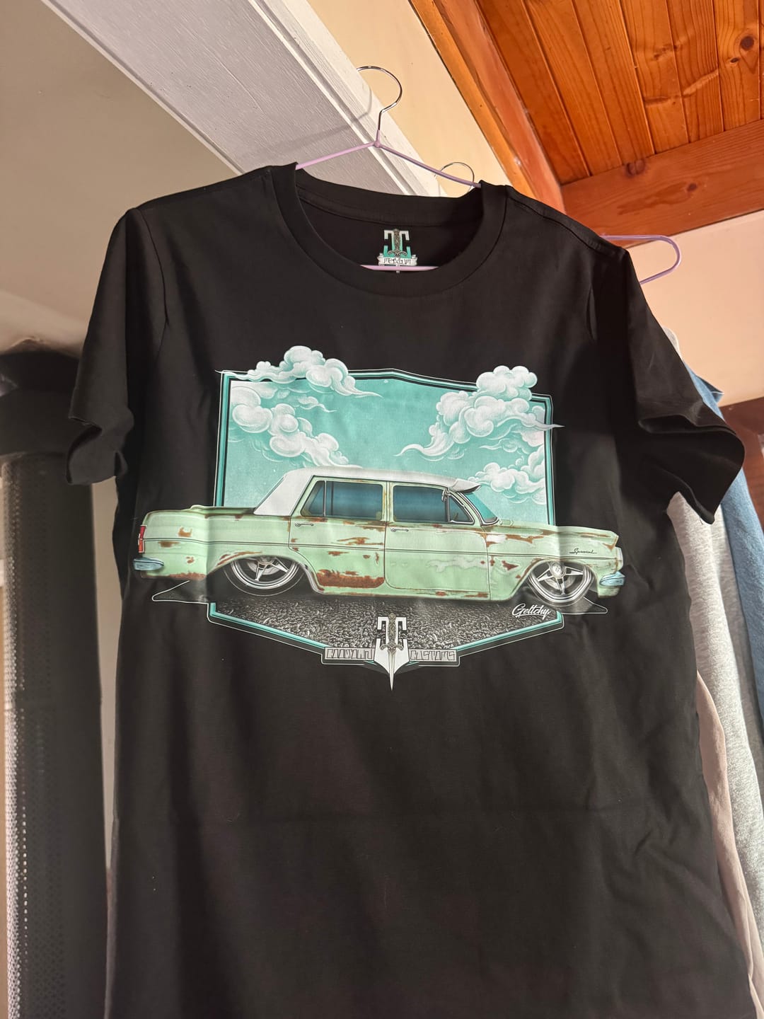 Customer photo review of Holden T-Shirt Womens Black | EH Holden Car Art Tee Australia