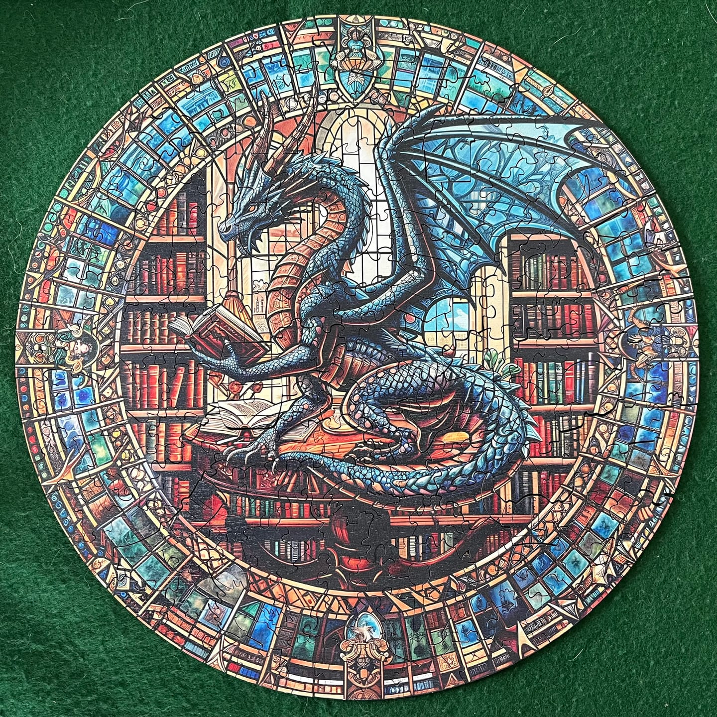 Customer photo review of The Dragon's Library Wooden Jigsaw Puzzle