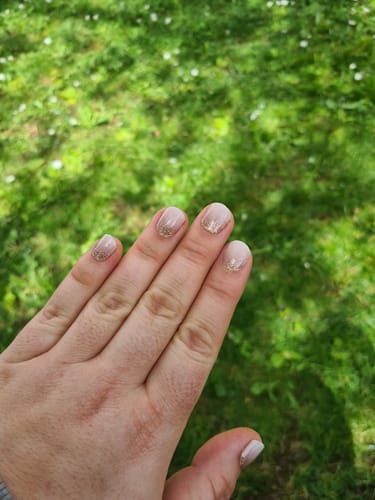 Customer photo review of UV Gel: Babyboomer Nude Sparkle