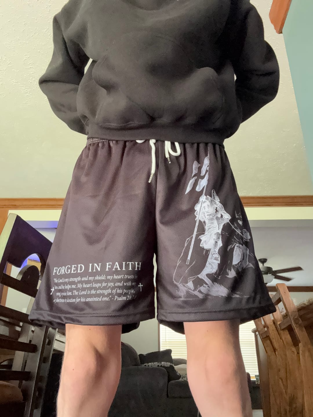 Customer photo review of Forged In Faith Shorts - Black