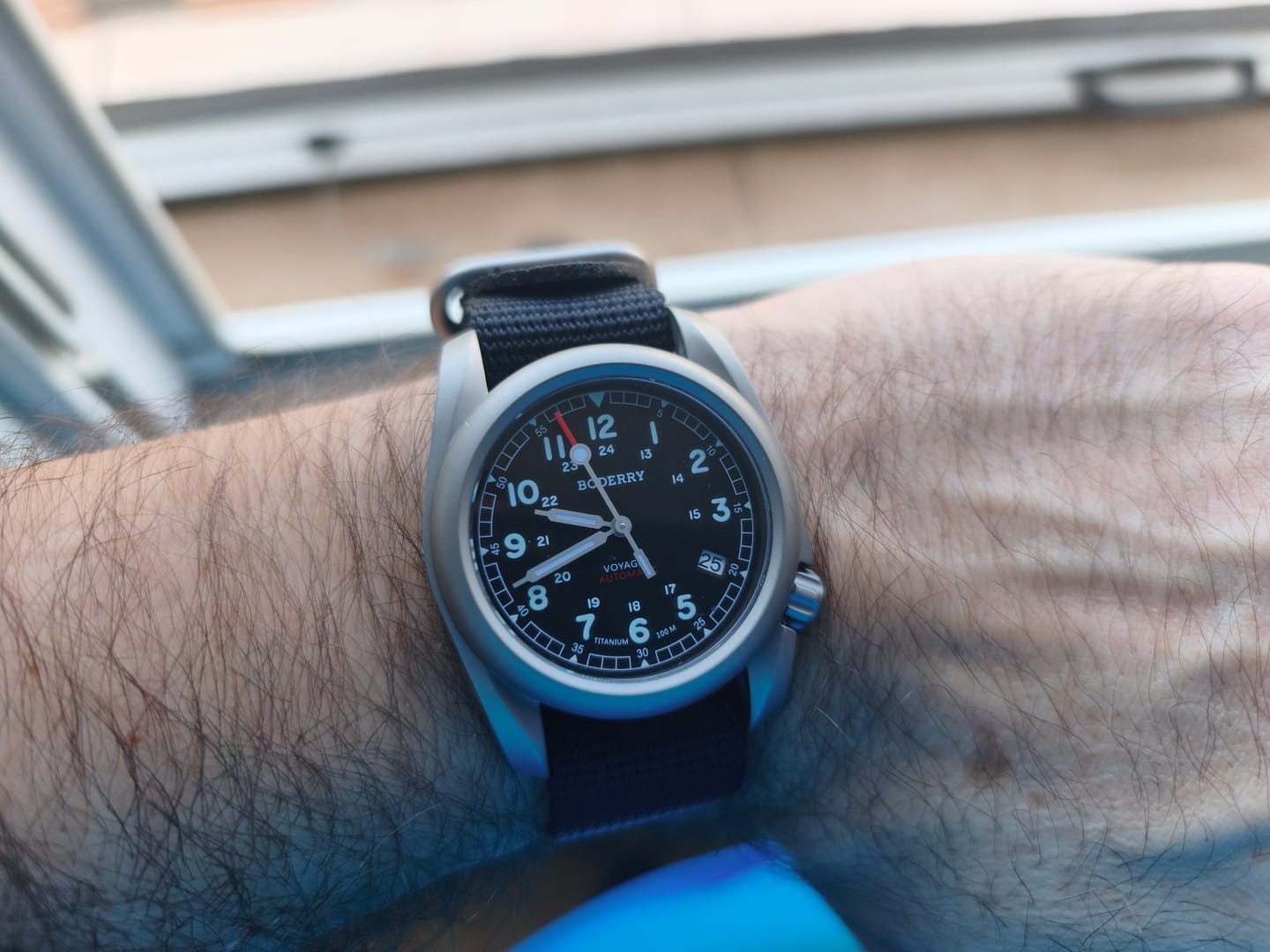 Customer photo review of VOYAGER - 100M Waterproof Titanium Automatic Field Watch | Black