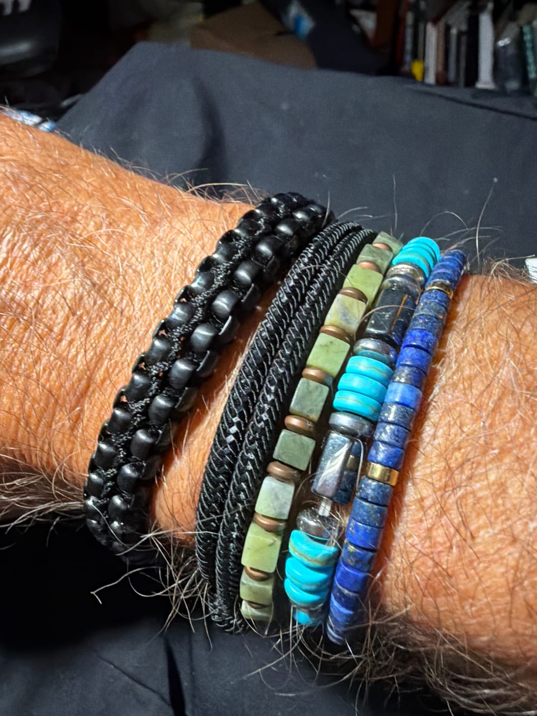 Customer photo review of Men’s Hematite & Turquoise Bracelet – Natural Stone Grounding Jewelry for Strength, Focus & Protection