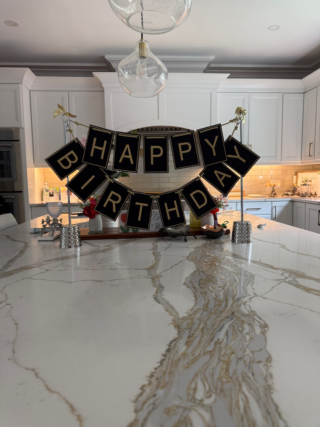 Customer photo review of Black and Gold Birthday Banner