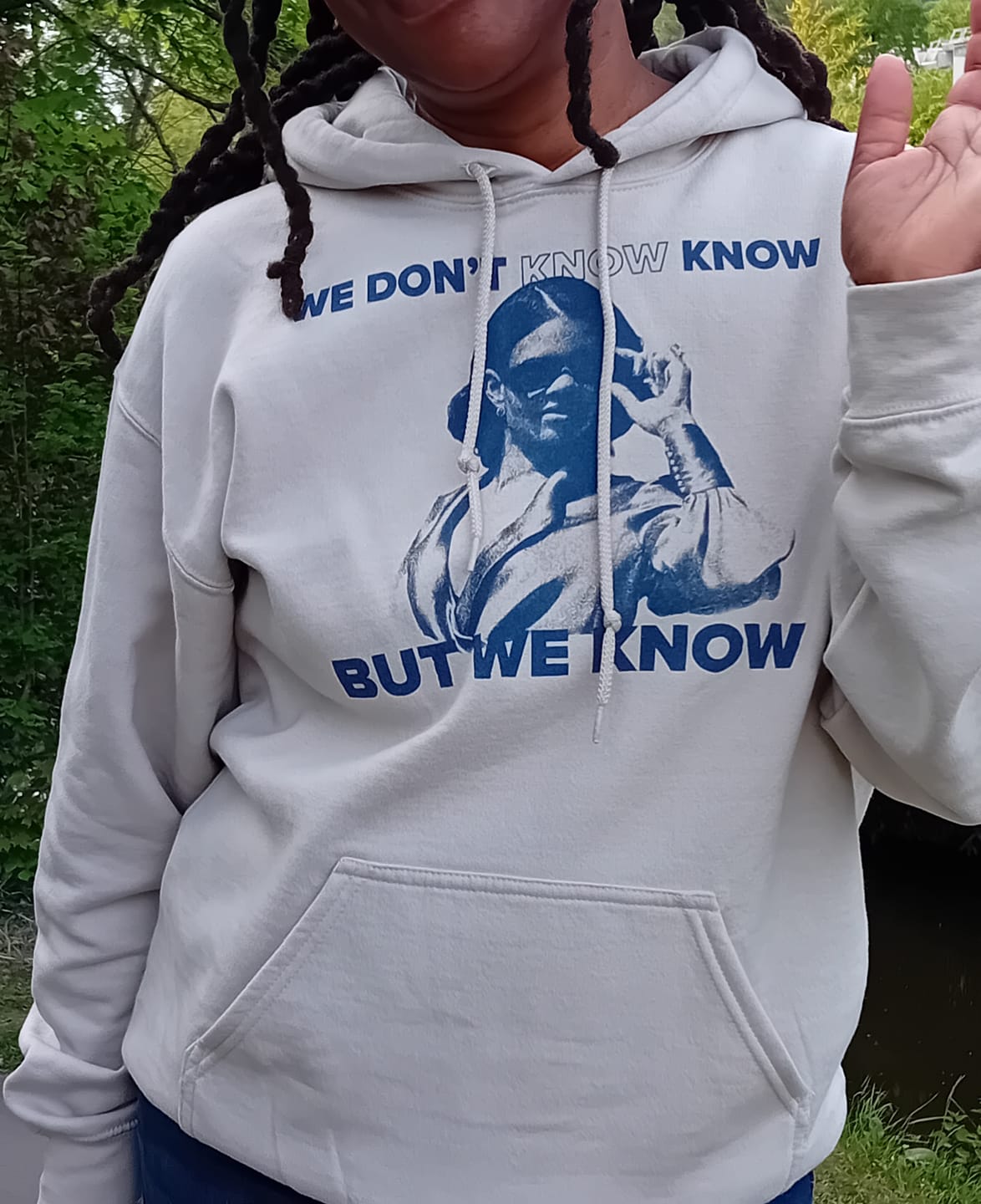 Customer photo review of We Know Glasses Hoodie