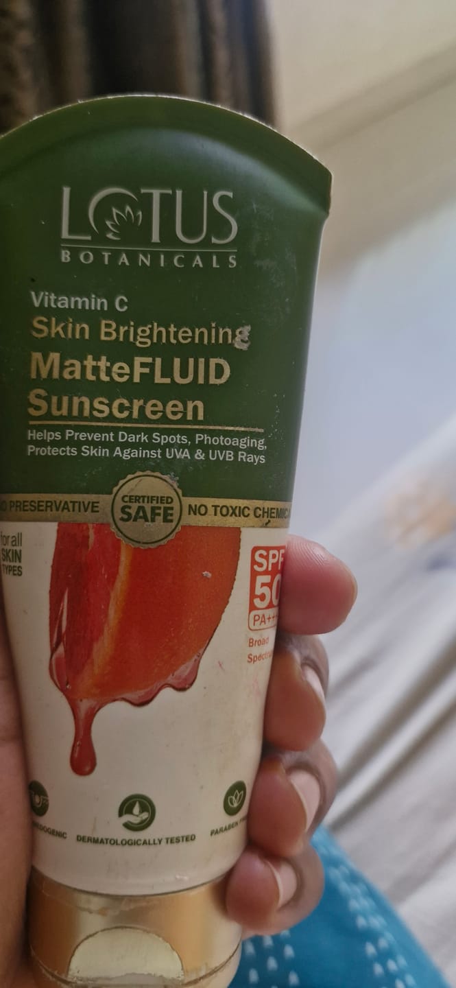 Customer photo review of Vitamin C Skin Brightening MatteFLUID Sunscreen | SPF 50 | PA+++