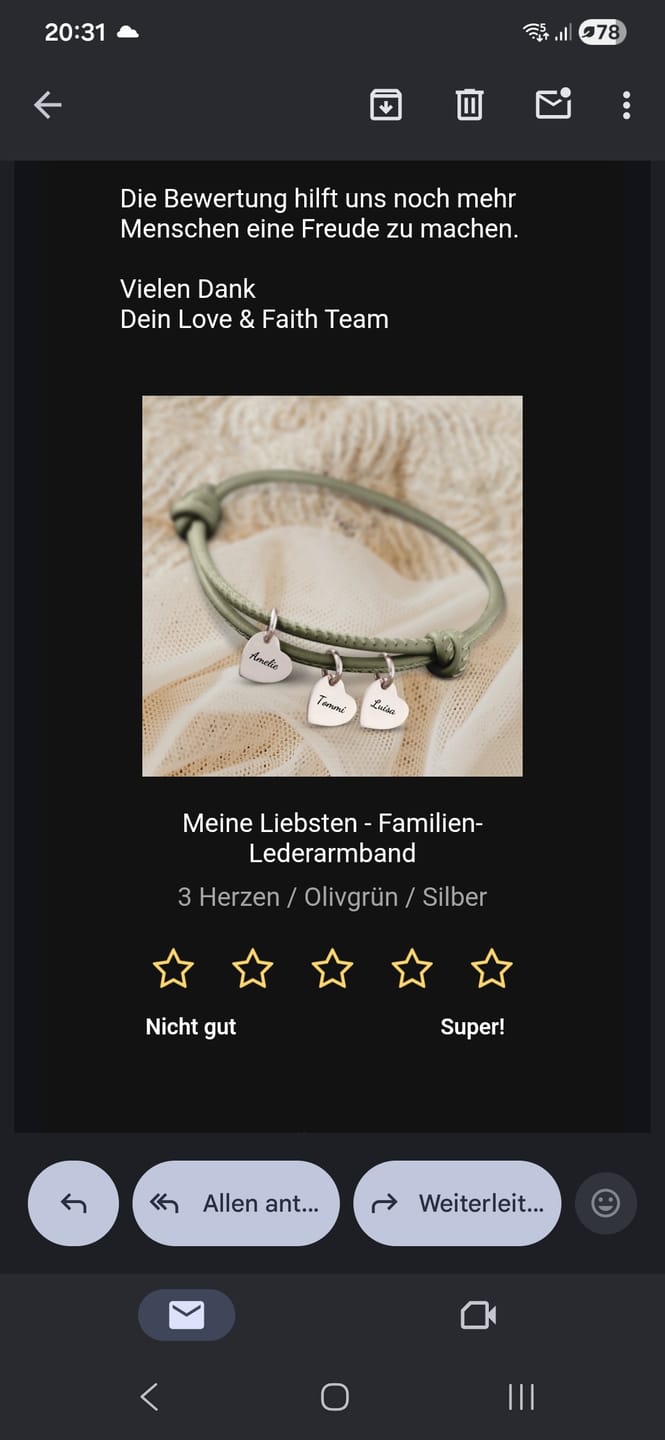 Customer photo review of Meine Liebsten - Familien-Lederarmband